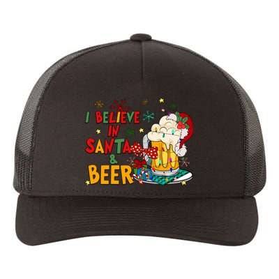 I Believe In Santa And Beer Christmas Lights Funny Santa Hat Gift Yupoong Adult 5-Panel Trucker Hat