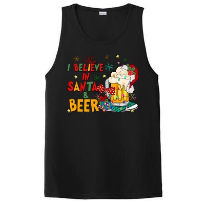 I Believe In Santa And Beer Christmas Lights Funny Santa Hat Gift PosiCharge Competitor Tank