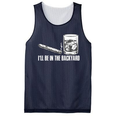 I'll Be In The Backyard Cigar & Whiskey Lover Mesh Reversible Basketball Jersey Tank