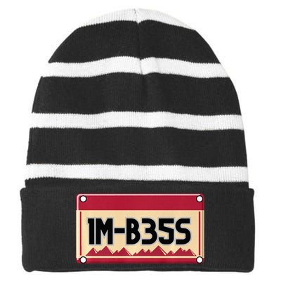 IM Bess Striped Beanie with Solid Band