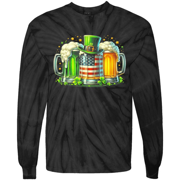 Irish Beer Ireland St Patricks Day Drinking Party Tie-Dye Long Sleeve Shirt