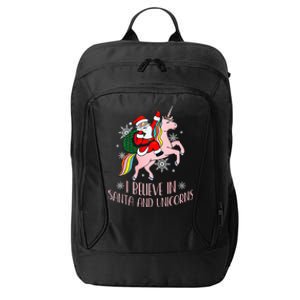 I Believe In Santa And Unicorns Funny Christmas  City Backpack