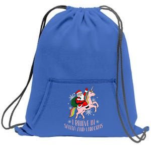 I Believe In Santa And Unicorns Funny Christmas  Sweatshirt Cinch Pack Bag