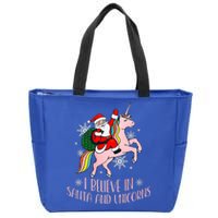 I Believe In Santa And Unicorns Funny Christmas  Zip Tote Bag