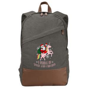 I Believe In Santa And Unicorns Funny Christmas  Cotton Canvas Backpack