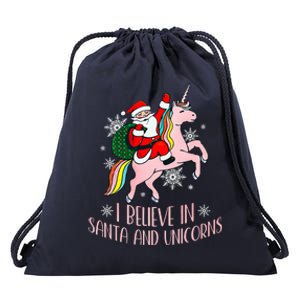 I Believe In Santa And Unicorns Funny Christmas  Drawstring Bag