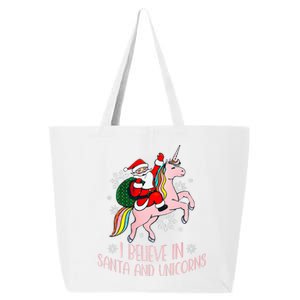 I Believe In Santa And Unicorns Funny Christmas  25L Jumbo Tote