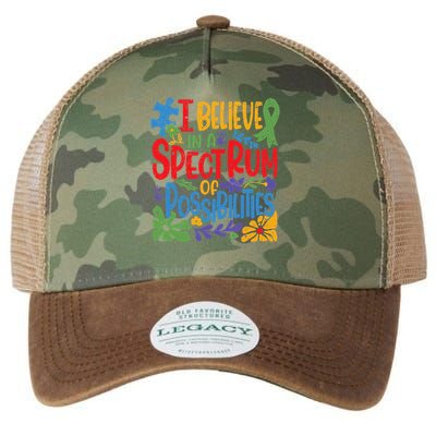 I Believe In A Spectrum Of Possibilities Autism Awareness Legacy Tie Dye Trucker Hat