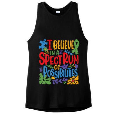 I Believe In A Spectrum Of Possibilities Autism Awareness Ladies PosiCharge Tri-Blend Wicking Tank
