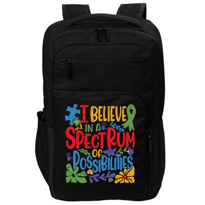I Believe In A Spectrum Of Possibilities Autism Awareness Impact Tech Backpack