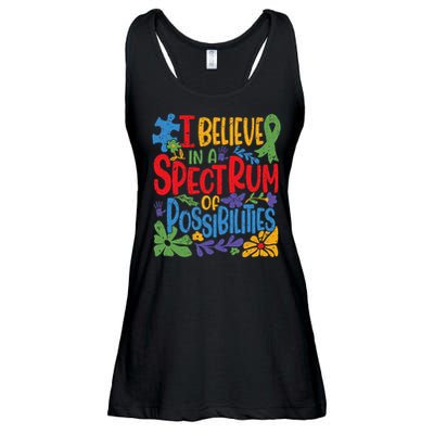 I Believe In A Spectrum Of Possibilities Autism Awareness Ladies Essential Flowy Tank