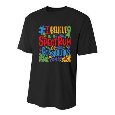 I Believe In A Spectrum Of Possibilities Autism Awareness Youth Performance Sprint T-Shirt