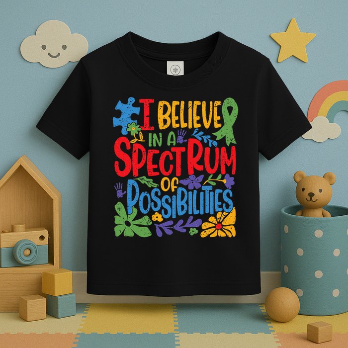 I Believe In A Spectrum Of Possibilities Autism Awareness Toddler T-Shirt