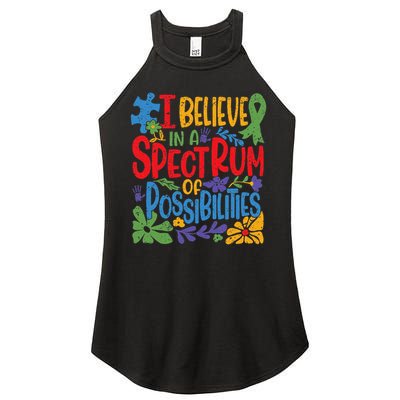 I Believe In A Spectrum Of Possibilities Autism Awareness Women's Perfect Tri Rocker Tank