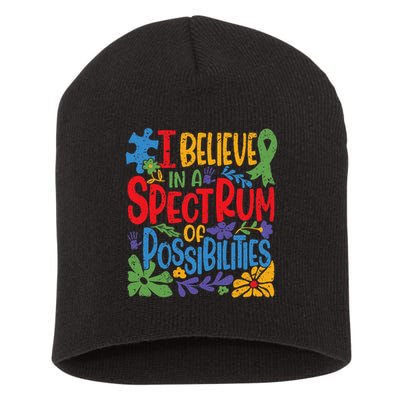 I Believe In A Spectrum Of Possibilities Autism Awareness Short Acrylic Beanie