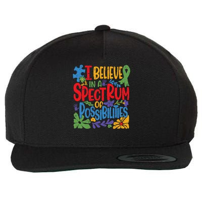 I Believe In A Spectrum Of Possibilities Autism Awareness Wool Snapback Cap