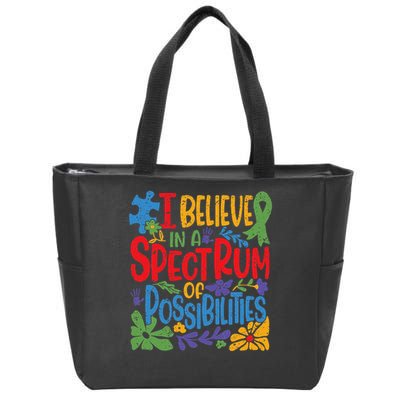 I Believe In A Spectrum Of Possibilities Autism Awareness Zip Tote Bag