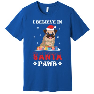 I Believe In Santa Paws Cute French Bulldog Christmas Gift Premium T-Shirt