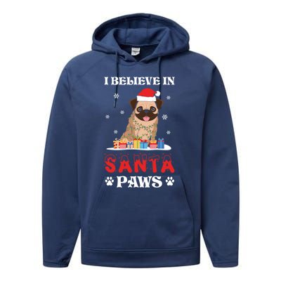 I Believe In Santa Paws Cute French Bulldog Christmas Gift Performance Fleece Hoodie