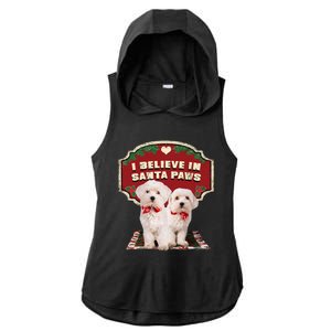 I Believe In Santa Paws Cute Christmas Dog Lover Ladies PosiCharge Tri-Blend Wicking Draft Hoodie Tank