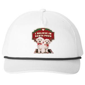 I Believe In Santa Paws Cute Christmas Dog Lover Snapback Five-Panel Rope Hat