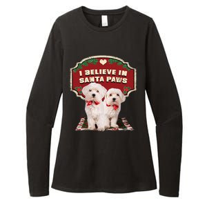 I Believe In Santa Paws Cute Christmas Dog Lover Womens CVC Long Sleeve Shirt