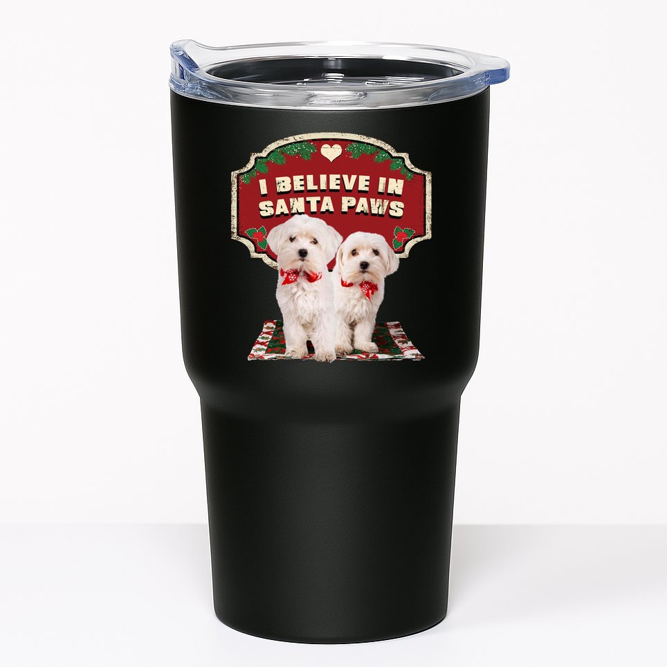 I Believe In Santa Paws Cute Christmas Dog Lover Tumbler