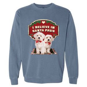 I Believe In Santa Paws Cute Christmas Dog Lover Garment-Dyed Sweatshirt