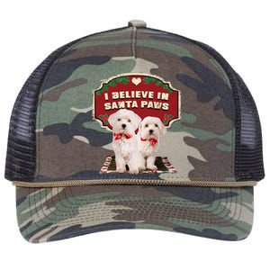 I Believe In Santa Paws Cute Christmas Dog Lover Retro Rope Trucker Hat Cap