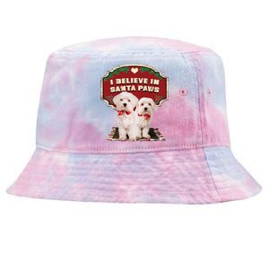 I Believe In Santa Paws Cute Christmas Dog Lover Tie-Dyed Bucket Hat