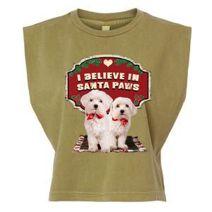 I Believe In Santa Paws Cute Christmas Dog Lover Garment-Dyed Women's Muscle Tee