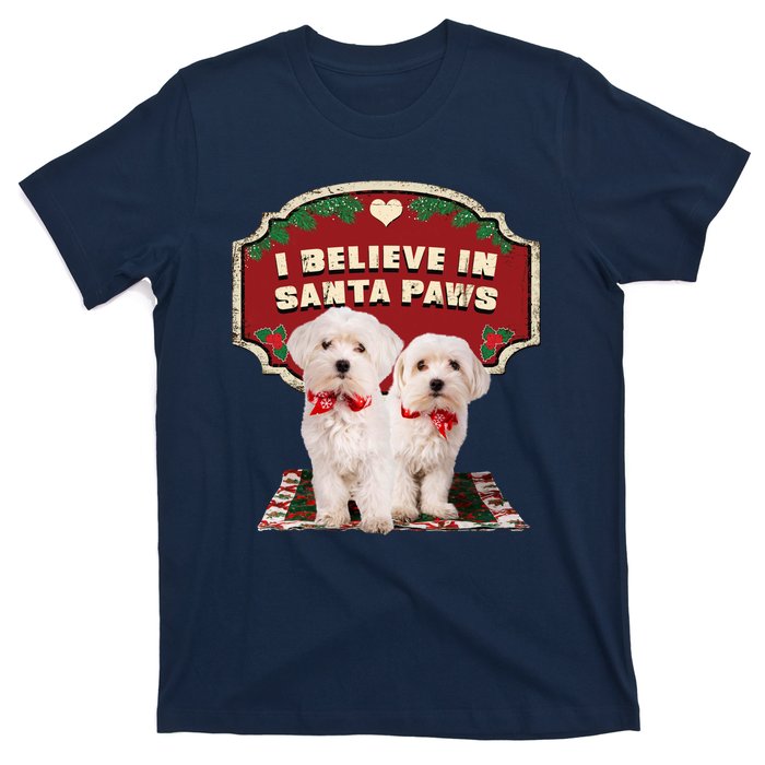 I Believe In Santa Paws Cute Christmas Dog Lover T-Shirt