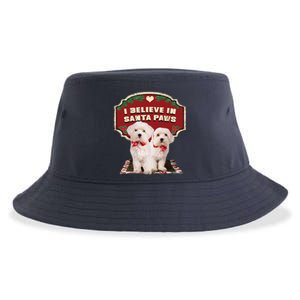 I Believe In Santa Paws Cute Christmas Dog Lover Sustainable Bucket Hat