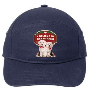 I Believe In Santa Paws Cute Christmas Dog Lover 7-Panel Snapback Hat