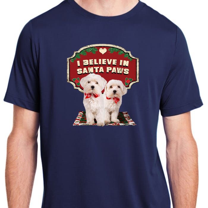 I Believe In Santa Paws Cute Christmas Dog Lover Adult ChromaSoft Performance T-Shirt