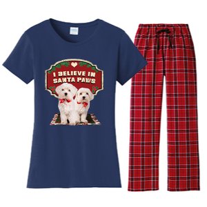 I Believe In Santa Paws Cute Christmas Dog Lover Women's Flannel Pajama Set