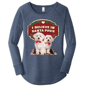 I Believe In Santa Paws Cute Christmas Dog Lover Women's Perfect Tri Tunic Long Sleeve Shirt