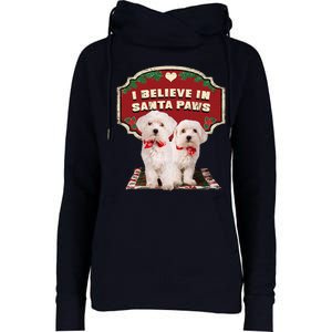 I Believe In Santa Paws Cute Christmas Dog Lover Womens Funnel Neck Pullover Hood