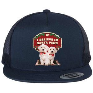 I Believe In Santa Paws Cute Christmas Dog Lover Flat Bill Trucker Hat