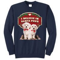 I Believe In Santa Paws Cute Christmas Dog Lover Tall Sweatshirt