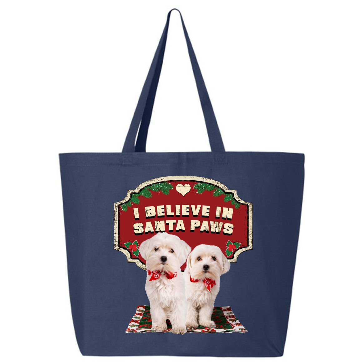 I Believe In Santa Paws Cute Christmas Dog Lover 25L Jumbo Tote