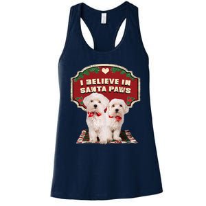 I Believe In Santa Paws Cute Christmas Dog Lover Women's Racerback Tank