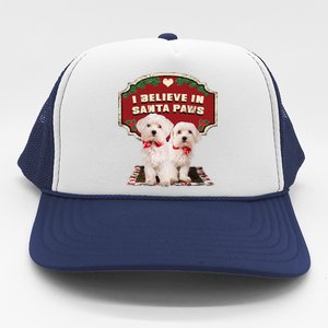 I Believe In Santa Paws Cute Christmas Dog Lover Trucker Hat