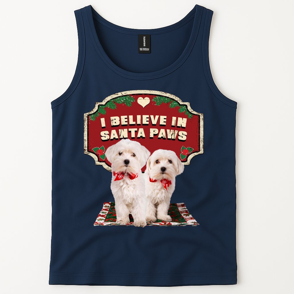 I Believe In Santa Paws Cute Christmas Dog Lover Tank Top