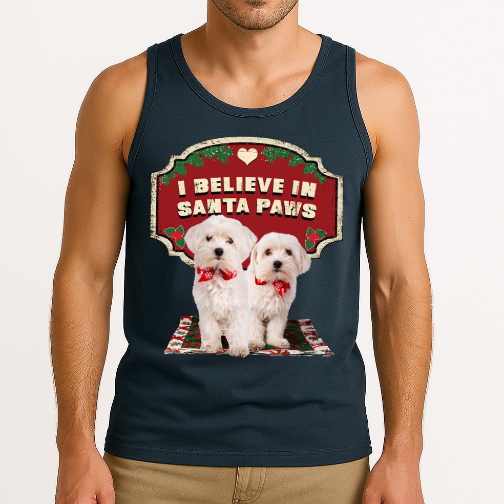 I Believe In Santa Paws Cute Christmas Dog Lover Tank Top