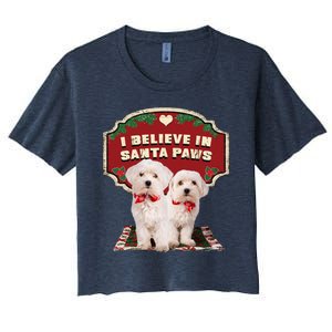 I Believe In Santa Paws Cute Christmas Dog Lover Women's Crop Top Tee