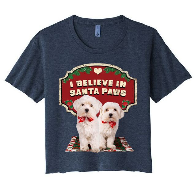 I Believe In Santa Paws Cute Christmas Dog Lover Crop Top