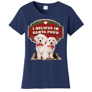 I Believe In Santa Paws Cute Christmas Dog Lover Women's T-Shirt