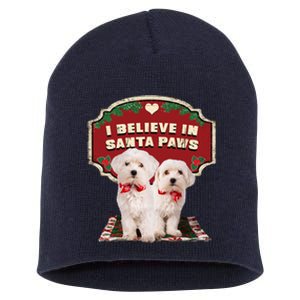 I Believe In Santa Paws Cute Christmas Dog Lover Short Acrylic Beanie