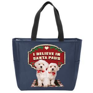 I Believe In Santa Paws Cute Christmas Dog Lover Zip Tote Bag